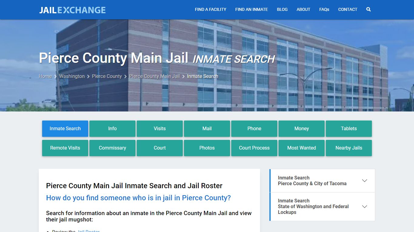 Inmate Search: Roster & Mugshots - Pierce County Main Jail, WA